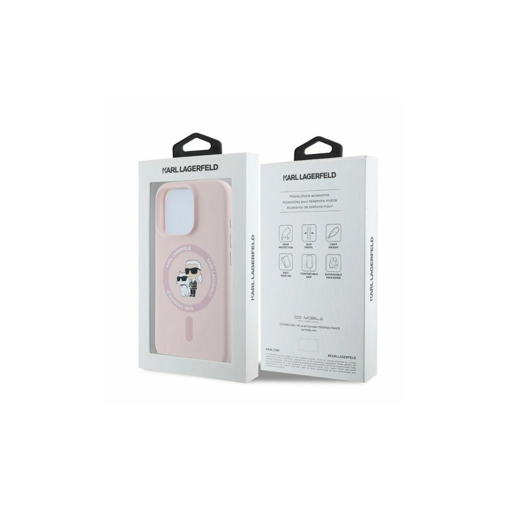 Etui Karl Lagerfeld KLHMP16LSCMKCRHP Apple iPhone 16 Pro hardcase Silicone Karl&Choupette Heads Ring MagSafe różowy - iPhone 16 Pro - Karl Lagerfeld
