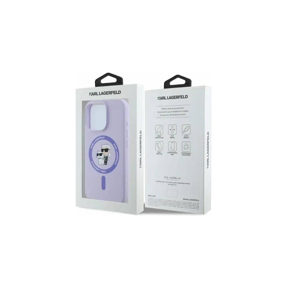 Etui Karl Lagerfeld KLHMP16LSCMKCRHU Apple iPhone 16 Pro hardcase Silicone Karl&Choupette Heads Ring MagSafe fioletowy - iPhone 16 Pro - Karl Lagerfeld