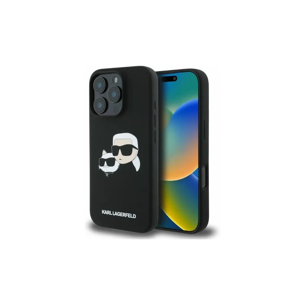 Etui Karl Lagerfeld KLHMP16LSKCHPPLK Apple iPhone 16 Pro hardcase Silicone Double Heads Print MagSafe czarny