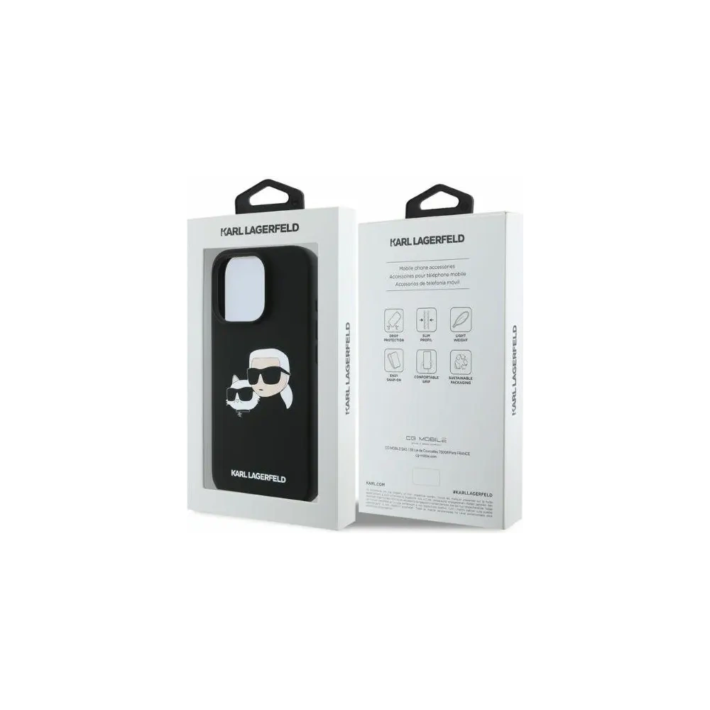 Etui Karl Lagerfeld KLHMP16LSKCHPPLK Apple iPhone 16 Pro hardcase Silicone Double Heads Print MagSafe czarny