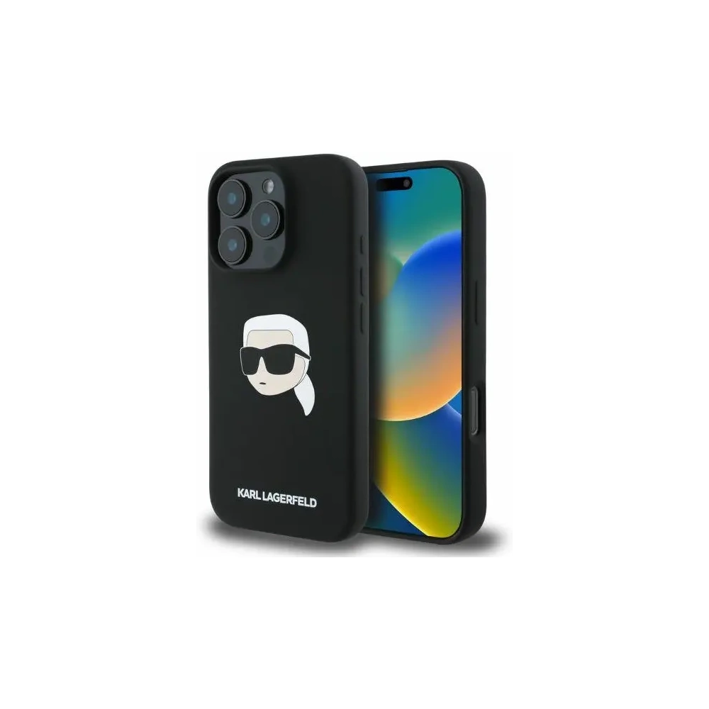 Etui Karl Lagerfeld KLHMP16LSKHPPLK Apple iPhone 16 Pro hardcase Silicone Karl Head Print MagSafe czarny - iPhone 16 Pro - Karl Lagerfeld