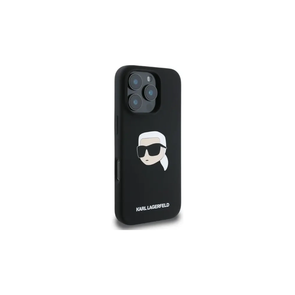 Etui Karl Lagerfeld KLHMP16LSKHPPLK Apple iPhone 16 Pro hardcase Silicone Karl Head Print MagSafe czarny - iPhone 16 Pro - Karl Lagerfeld