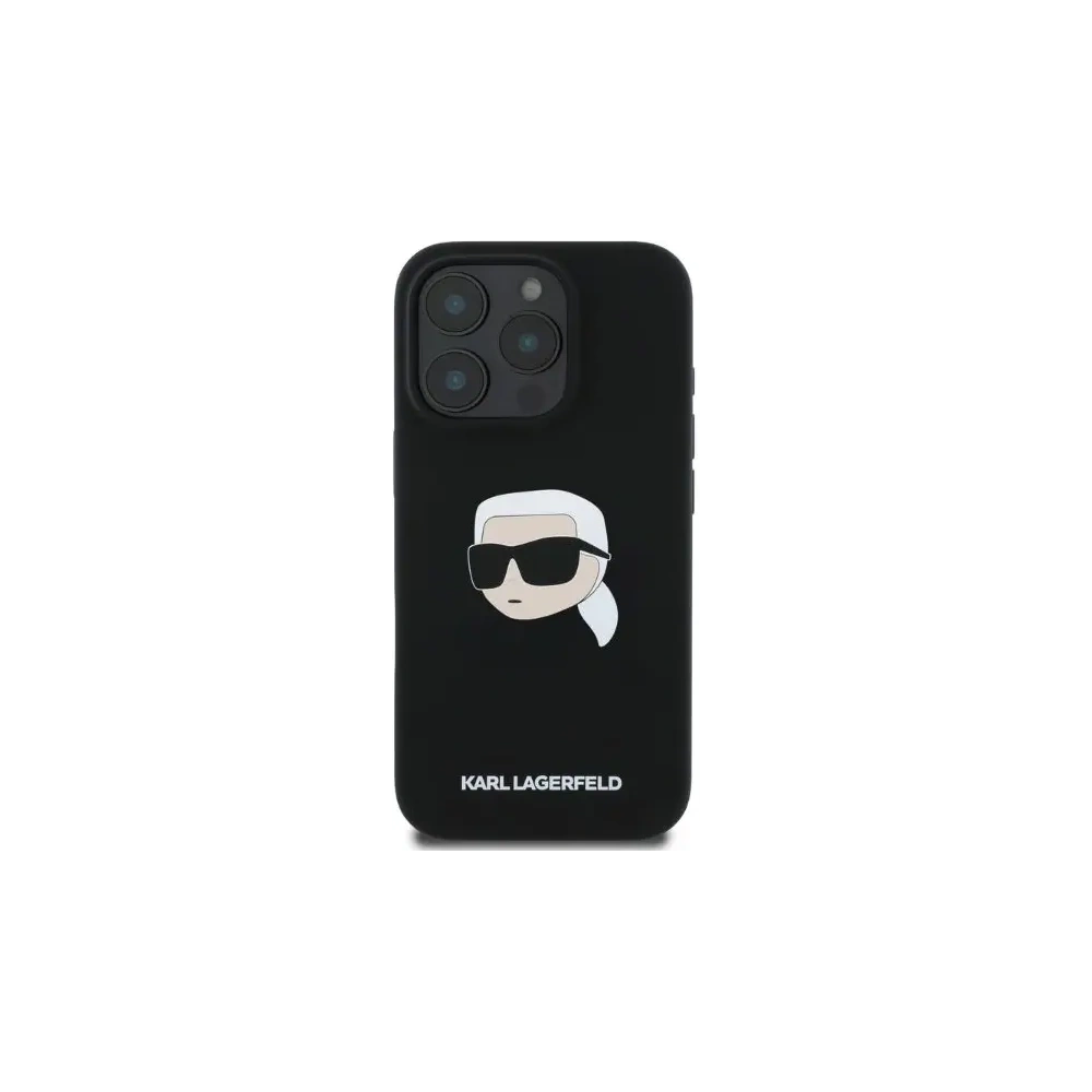 Etui Karl Lagerfeld KLHMP16LSKHPPLK Apple iPhone 16 Pro hardcase Silicone Karl Head Print MagSafe czarny - iPhone 16 Pro - Karl Lagerfeld