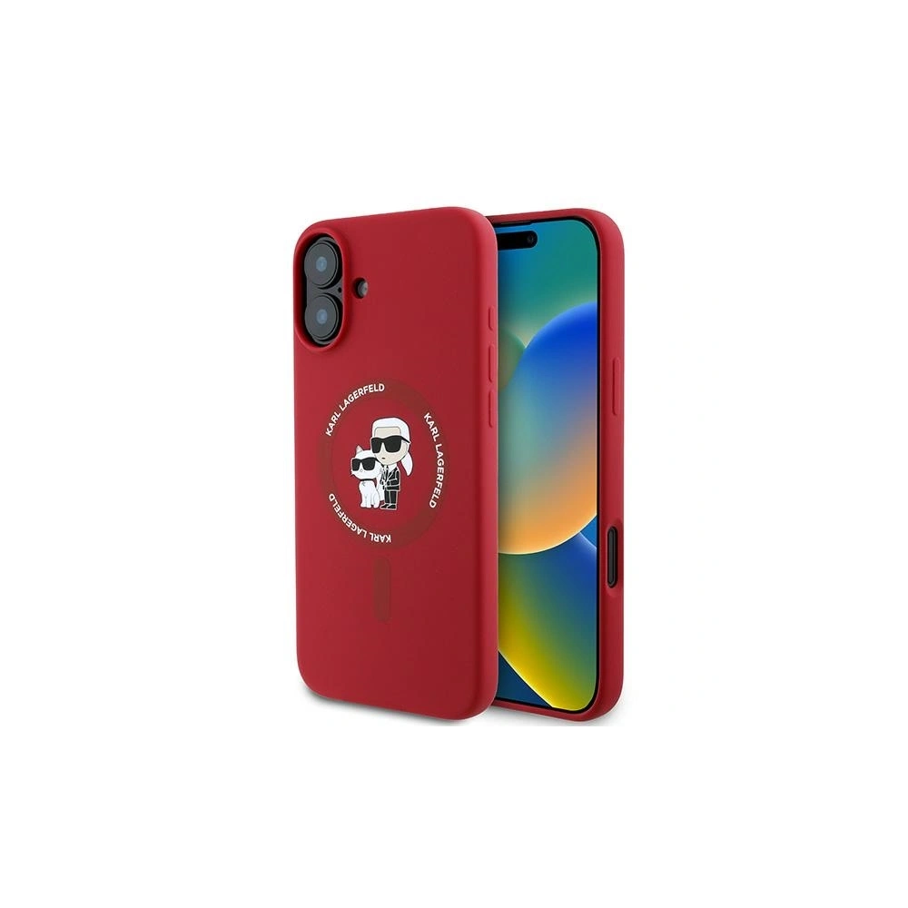 Etui Karl Lagerfeld KLHMP16MSCMKCRHR Apple iPhone 16 Plus hardcase Silicone Karl&Choupette Heads Ring MagSafe czerwony