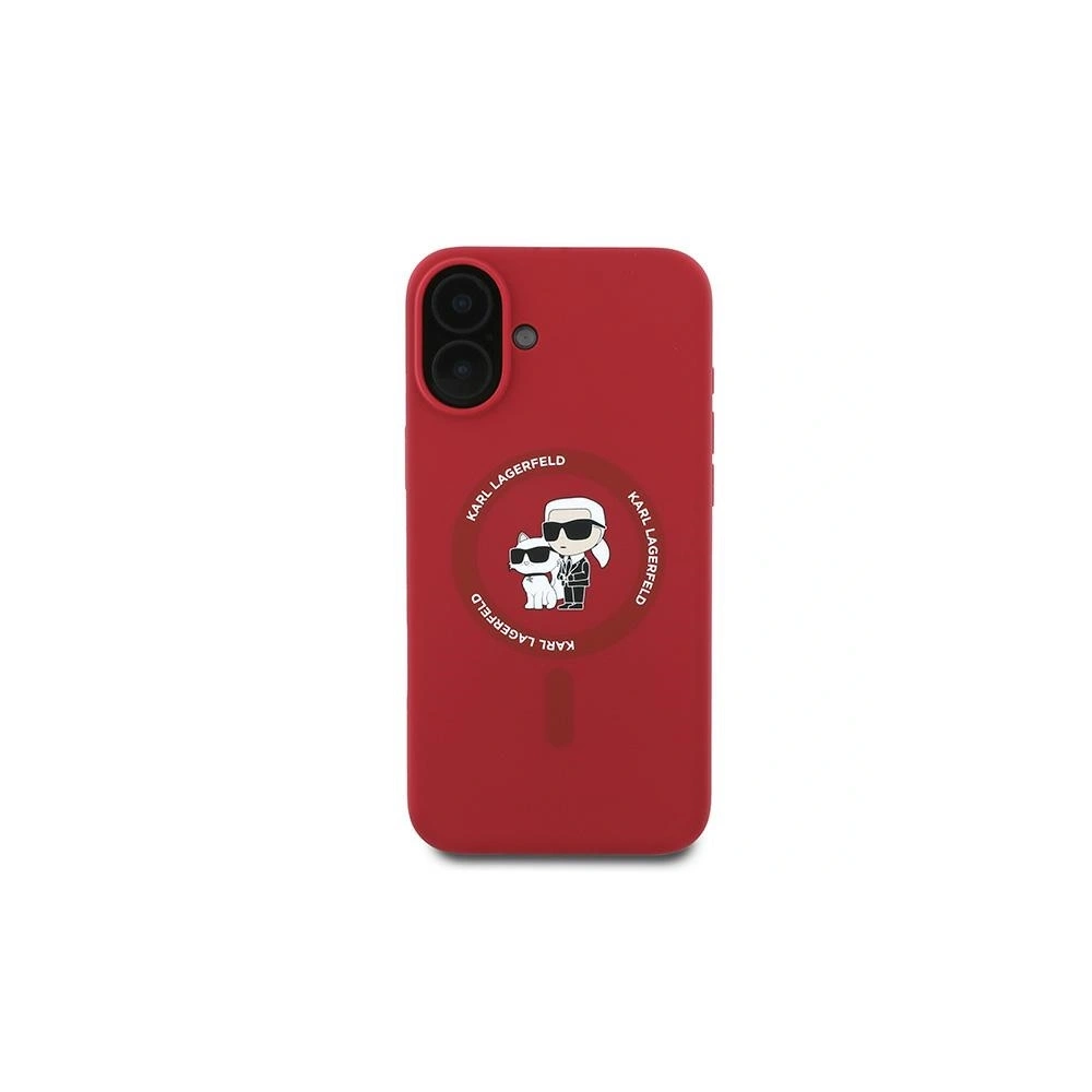 Etui Karl Lagerfeld KLHMP16MSCMKCRHR Apple iPhone 16 Plus hardcase Silicone Karl&Choupette Heads Ring MagSafe czerwony