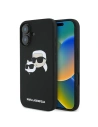 Caz Karl Lagerfeld KLHMP16MSKCHPPLK hardcase pentru Apple iPhone 16 Plus din silicon cu imprimeu Double Heads MagSafe negru