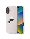 Fall Karl Lagerfeld KLHMP16MSKCHPPLP Apple iPhone 16 Plus Hardcase Silikon Doppelte Köpfe Druck MagSafe rosa