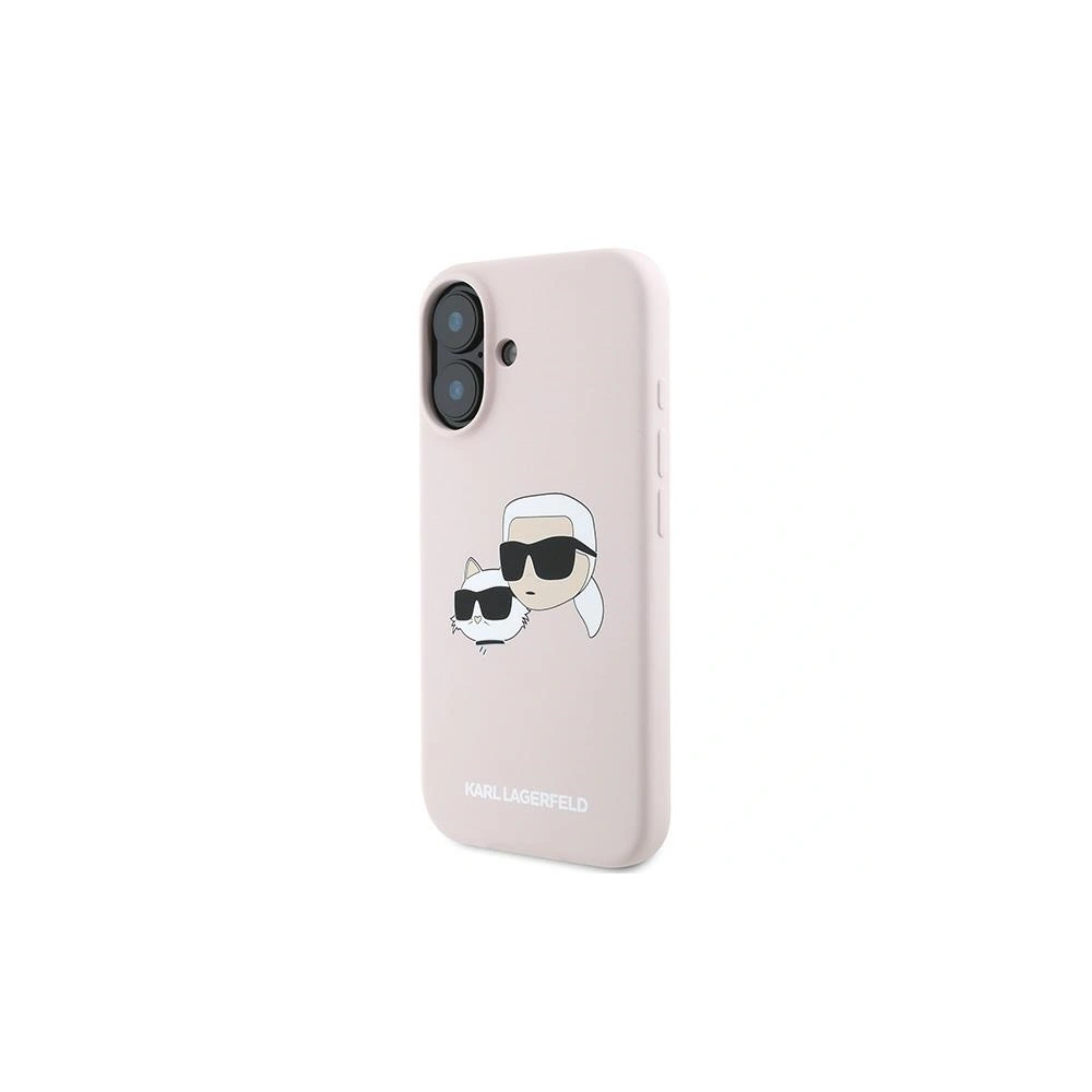 Etui Karl Lagerfeld KLHMP16MSKCHPPLP Apple iPhone 16 Plus hardcase Silicone Double Heads Print MagSafe różowy