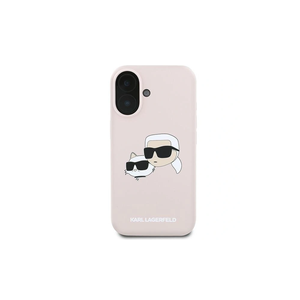 Etui Karl Lagerfeld KLHMP16MSKCHPPLP Apple iPhone 16 Plus hardcase Silicone Double Heads Print MagSafe różowy