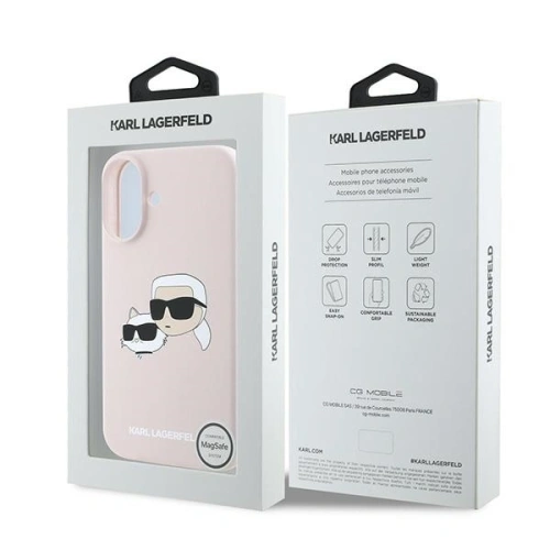 Kup Caz Karl Lagerfeld KLHMP16MSKCHPPLP Apple iPhone 16 Plus hardcase Siliconă Imprimare Double Heads MagSafe roz - KLD2160 - {ean13} - Sklep Home Screen