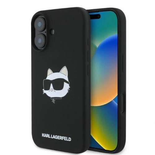 Buy Case Karl Lagerfeld KLHMP16SSCHPPLK Apple iPhone 16 hardcase Silicone Choupette Head Print MagSafe black - KLD2161 - {ean13} - Home Screen Store Europe