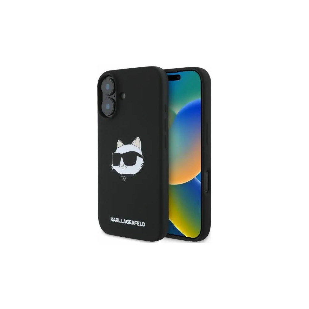 Etui Karl Lagerfeld KLHMP16SSCHPPLK Apple iPhone 16 hardcase Silicone Choupette Head Print MagSafe czarny