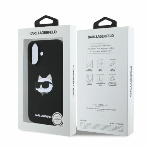Kup Fall Karl Lagerfeld KLHMP16SSCHPPLK Apple iPhone 16 Hartschale Silikon Choupette Kopf Druck MagSafe schwarz - KLD2161 - {ean13} - Sklep Home Screen