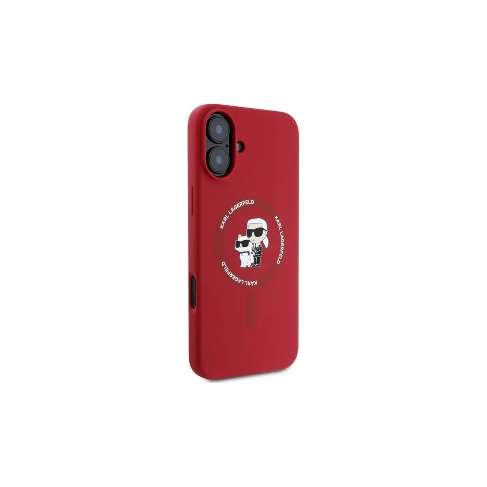 Etui Karl Lagerfeld KLHMP16SSCMKCRHR Apple iPhone 16 hardcase Silicone Karl&Choupette Heads Ring MagSafe czerwony