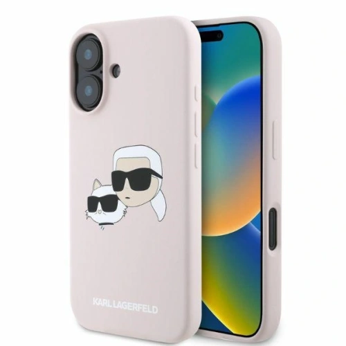 Buy Case Karl Lagerfeld KLHMP16SSKCHPPLP Apple iPhone 16 hardcase Silicone Double Heads Print MagSafe pink - KLD2164 - {ean13} - Home Screen Store Europe