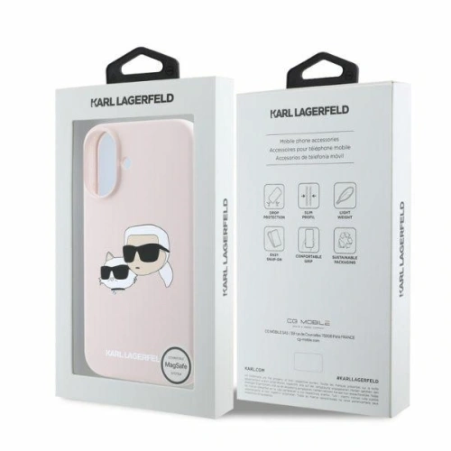 Buy Case Karl Lagerfeld KLHMP16SSKCHPPLP Apple iPhone 16 hardcase Silicone Double Heads Print MagSafe pink - KLD2164 - {ean13} - Home Screen Store Europe