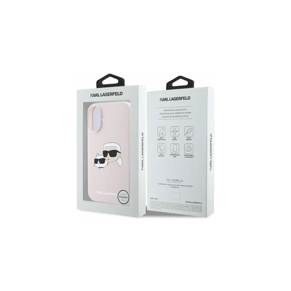 Etui Karl Lagerfeld KLHMP16SSKCHPPLP Apple iPhone 16 hardcase Silicone Double Heads Print MagSafe różowy