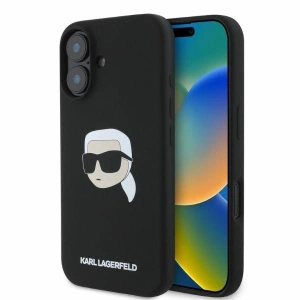 Buy Case Karl Lagerfeld KLHMP16SSKHPPLK Apple iPhone 16 hardcase Silicone Karl Head Print MagSafe black - KLD2165 - {ean13} - Home Screen Store Europe