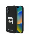 Etui Karl Lagerfeld KLHMP16SSKHPPLK Apple iPhone 16 kemény tok Szilikon Karl Fej Nyomtatás MagSafe fekete - iPhone 16 - Karl Lagerfeld