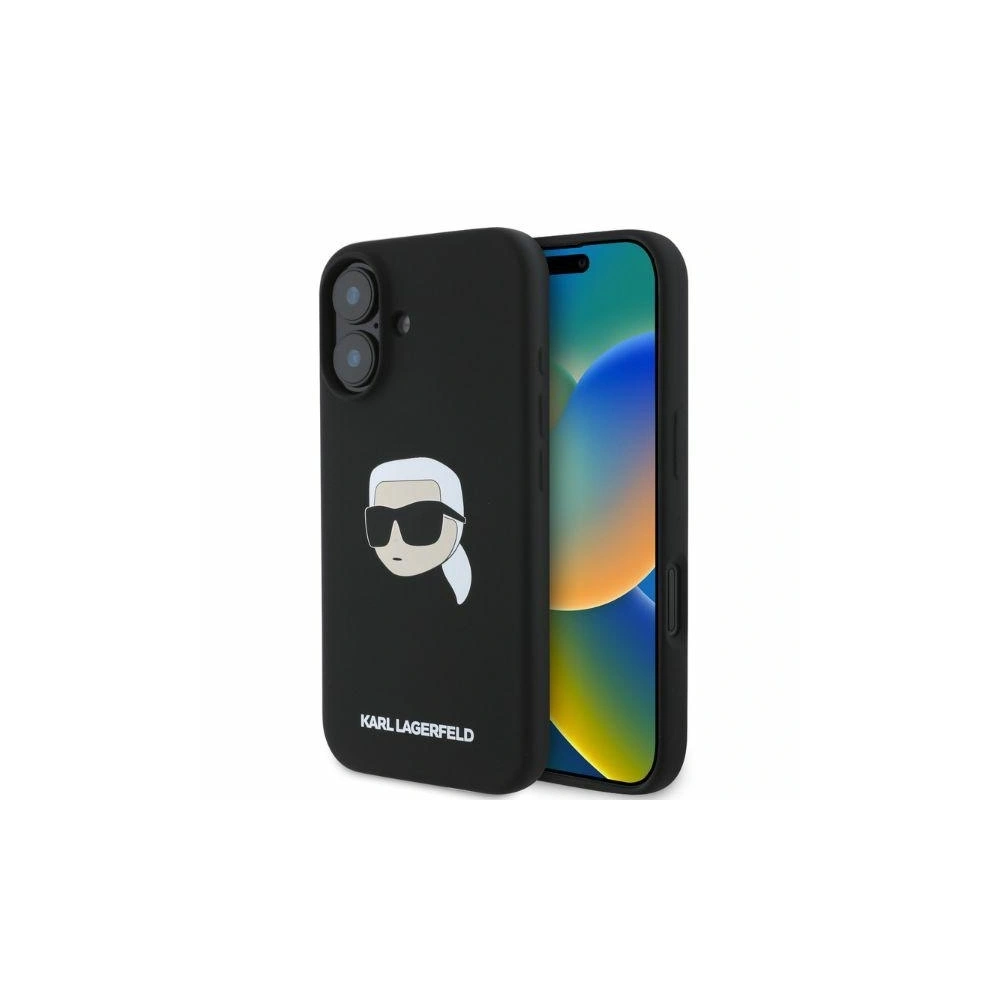 Etui Karl Lagerfeld KLHMP16SSKHPPLK Apple iPhone 16 hardcase Silicone Karl Head Print MagSafe czarny - iPhone 16 - Karl Lagerfeld