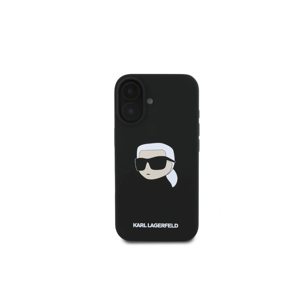 Etui Karl Lagerfeld KLHMP16SSKHPPLK Apple iPhone 16 hardcase Silicone Karl Head Print MagSafe czarny - iPhone 16 - Karl Lagerfeld