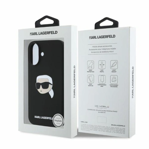 Kup Eset Karl Lagerfeld KLHMP16SSKHPPLK Apple iPhone 16 kemény tok Szilikon Karl Fej Nyomtatás MagSafe fekete - KLD2165 - {ean13} - Sklep Home Screen