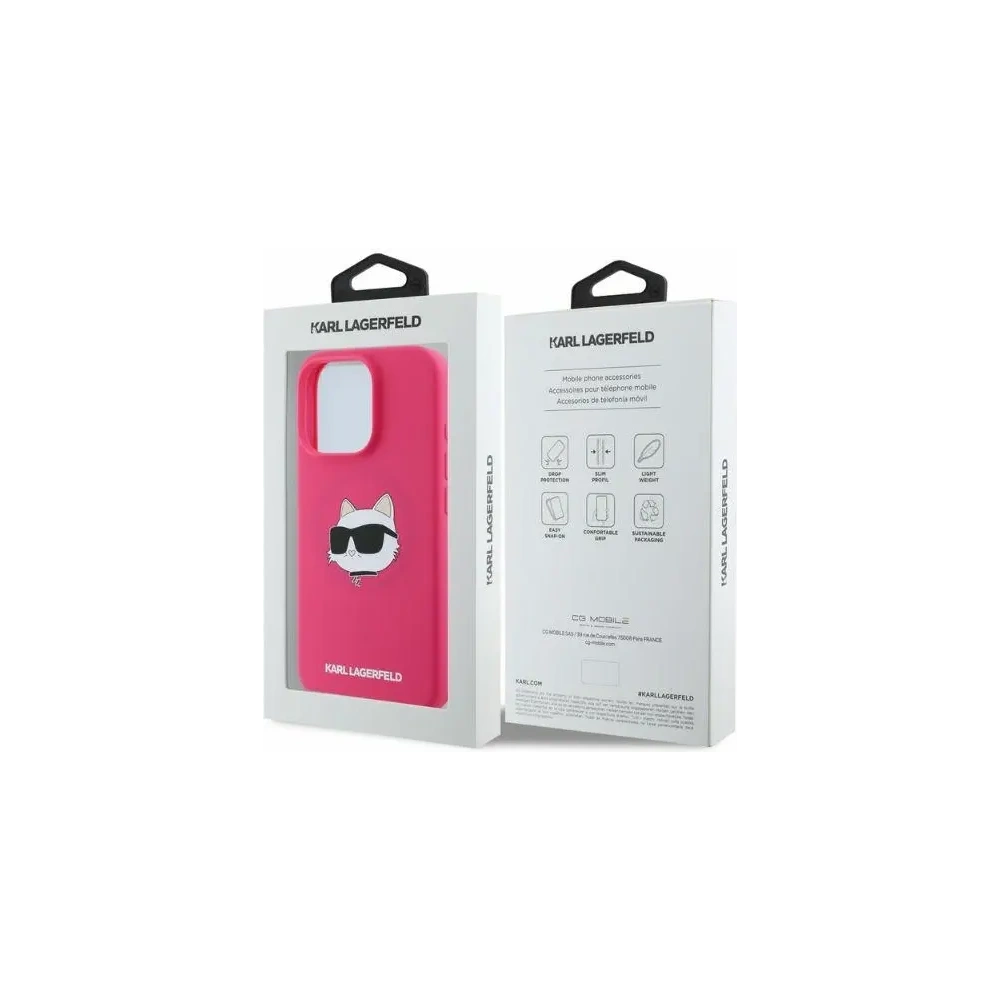 Etui Karl Lagerfeld KLHMP16XSCHPPLF Apple iPhone 16 Pro Max hardcase Silicone Choupette Head Print MagSafe fuksja - iPhone 16 Pro Max - Karl Lagerfeld