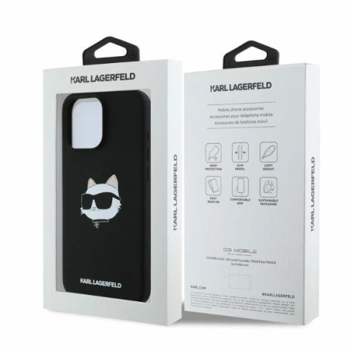 Buy Case Karl Lagerfeld KLHMP16XSCHPPLK Apple iPhone 16 Pro Max hardcase Silicone Choupette Head Print MagSafe black - KLD2167 - {ean13} - Home Screen Store Europe