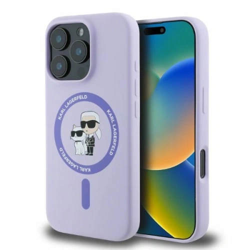 Buy Case Karl Lagerfeld KLHMP16XSCMKCRHU Apple iPhone 16 Pro Max hardcase Silicone Karl&Choupette Heads Ring MagSafe purple - KLD21671 - {ean13} - Home Screen Store Europe