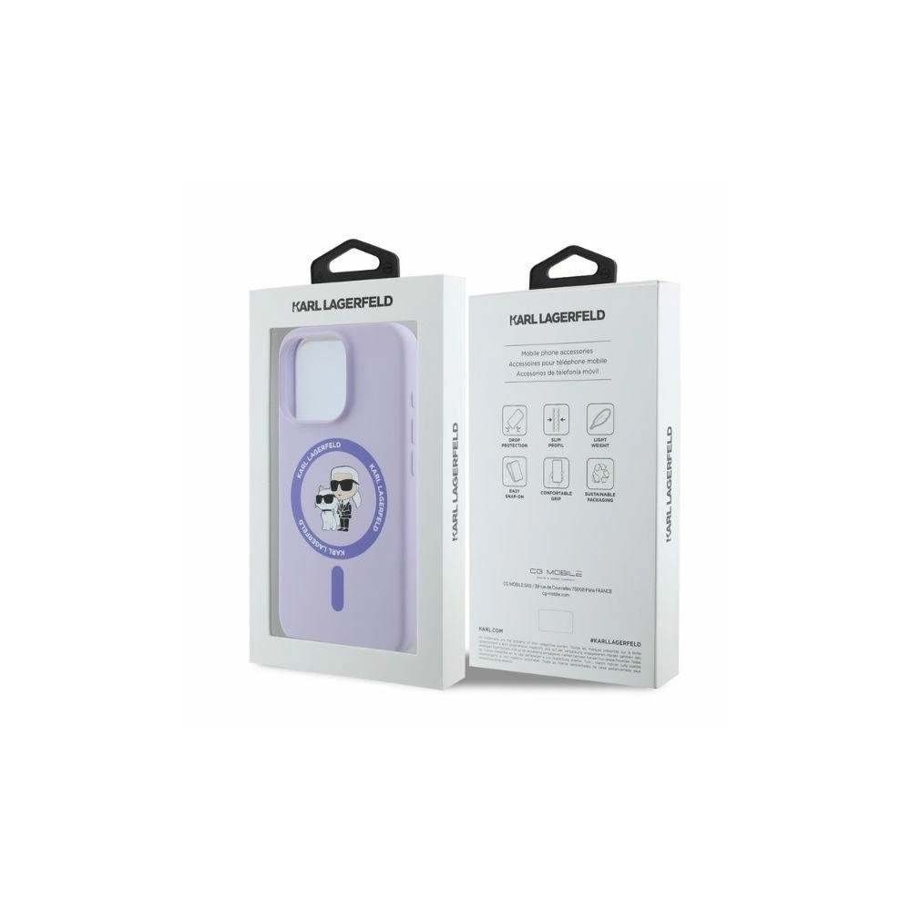 Etui Karl Lagerfeld KLHMP16XSCMKCRHU Apple iPhone 16 Pro Max hardcase Silicone Karl&Choupette Heads Ring MagSafe fioletowy - iPhone 16 Pro Max - Karl Lagerfeld