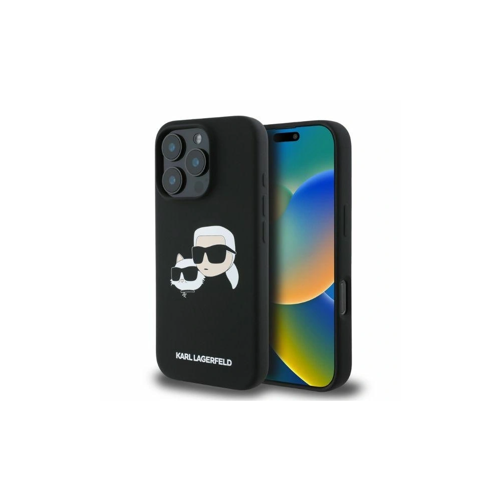 Etui Karl Lagerfeld KLHMP16XSKCHPPLK Apple iPhone 16 Pro Max hardcase Silicone Double Heads Print MagSafe czarny