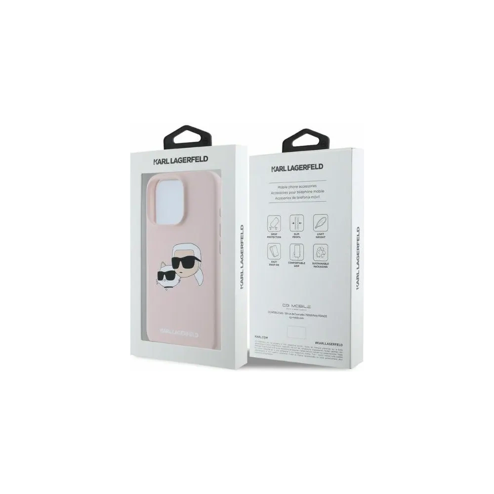Etui Karl Lagerfeld KLHMP16XSKCHPPLP Apple iPhone 16 Pro Max hardcase Silicone Double Heads Print MagSafe różowy