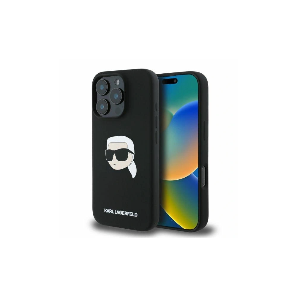 Etui Karl Lagerfeld KLHMP16XSKHPPLK Apple iPhone 16 Pro Max hardcase Silicone Karl Head Print MagSafe czarny - iPhone 16 Pro Max - Karl Lagerfeld