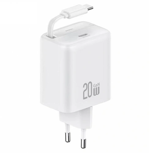 Kup Ładowarka sieciowa USAMS USB-C + zwijany kabel USB-C PD+QC 20W Gan Fast Charging biały YC Series - USA1170 - {ean13} - Sklep Home Screen