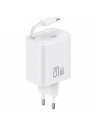 USAMS USB-C hálózati töltő + összecsukható USB-C kábel PD+QC 20W Gan Gyors Töltés fehér YC Sorozat - Hálózati - Usams