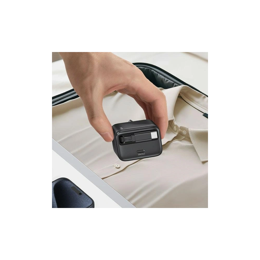 Ładowarka sieciowa USAMS USB-C + zwijany kabel USB-C PD+QC 20W Gan Fast Charging biały YC Series - Sieciowe - Usams