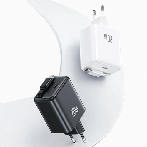 Kup Încărcător de perete USB-C USAMS + cablu USB-C retractabil PD+QC 20W Gan Încărcare rapidă alb YC Series - USA1170 - {ean13} - Sklep Home Screen