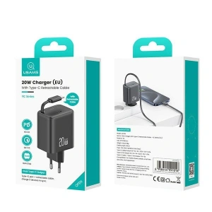 Kup Ładowarka sieciowa USAMS USB-C + zwijany kabel USB-C PD+QC 20W Gan Fast Charging biały YC Series - USA1170 - {ean13} - Sklep Home Screen