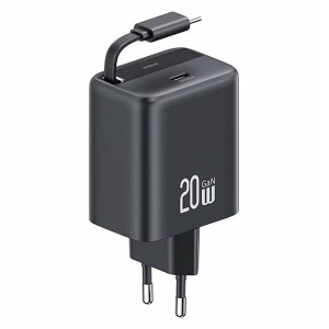 Kup USAMS USB-C Wandladegerät + Aufrollbares USB-C Kabel PD+QC 20W Gan Schnellladung Schwarz YC-Serie - USA1171 - {ean13} - Sklep Home Screen