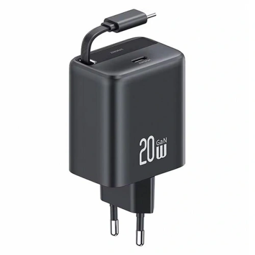 Kup Încărcător de perete USAMS USB-C + Cablu USB-C retractabil PD+QC 20W Gan Încărcare rapidă Negru Serie YC - USA1171 - {ean13} - Sklep Home Screen