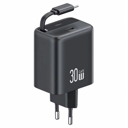 Kup Încărcător de perete USAMS USB-C + cablu USB-C retractabil PD+QC 30W Gan Fast Charging negru seria YC - USA1173 - {ean13} - Sklep Home Screen
