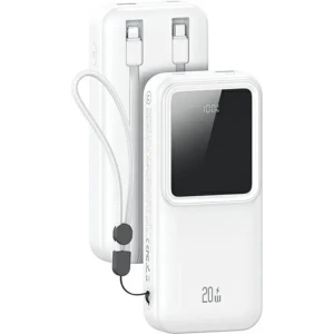 USAMS power bank with built-in USB-C + Lightning cables 30000mAh 20W PD+QC 3.0 Fast Charge X-chel Series white - Powerbanks - Usams