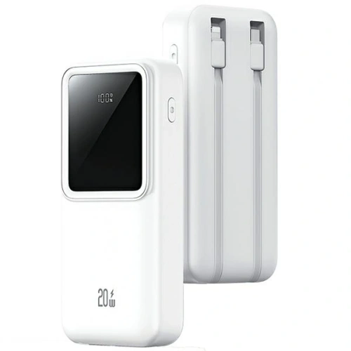 Kup Powerbank USAMS z wbudowanymi kablami USB-C + Lightning 30000mAh 20W PD+QC 3.0 Fast Charge X-chel Series biały - USA1174 - {ean13} - Sklep Home Screen