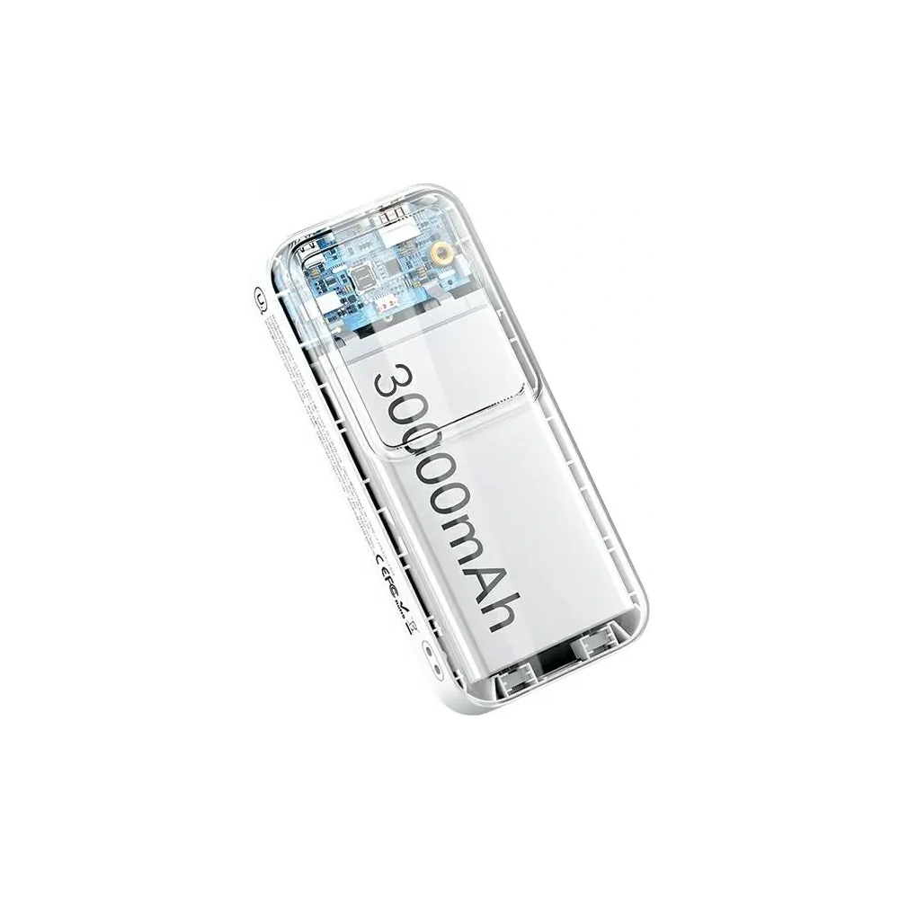 Powerbank USAMS z wbudowanymi kablami USB-C + Lightning 30000mAh 20W PD+QC 3.0 Fast Charge X-chel Series biały - Powerbanki - Usams