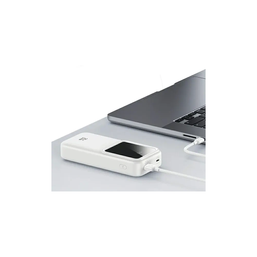 Powerbank USAMS z wbudowanymi kablami USB-C + Lightning 30000mAh 20W PD+QC 3.0 Fast Charge X-chel Series biały - Powerbanki - Usams