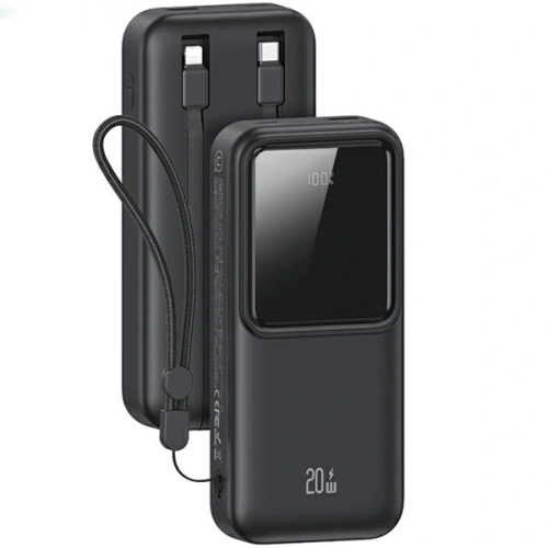 Buy USAMS power bank with built-in USB-C + Lightning cables 30000mAh 20W PD+QC 3.0 Fast Charge X-chel Series black - USA1175 - {ean13} - Home Screen Store Europe