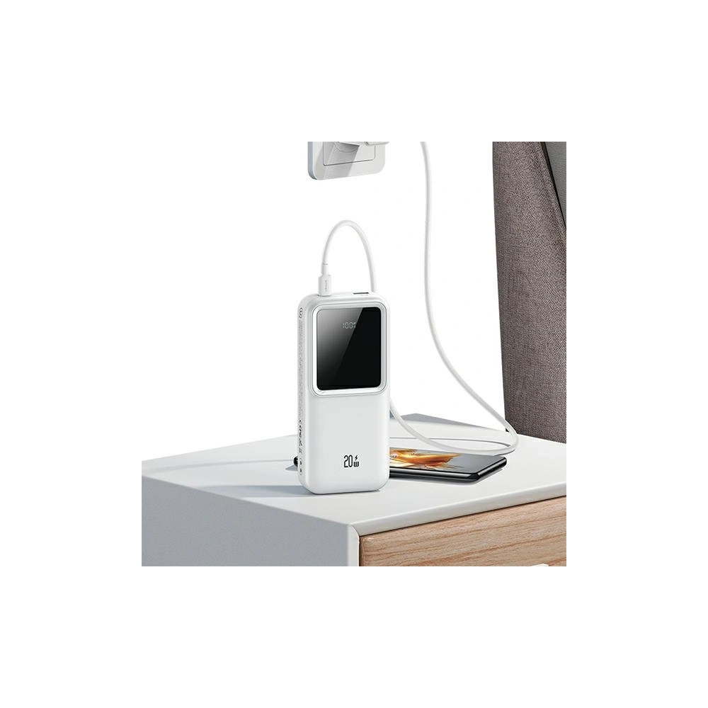 Powerbank USAMS z wbudowanymi kablami USB-C + Lightning 30000mAh 20W PD+QC 3.0 Fast Charge X-chel Series fioletowy - Powerbanki - Usams