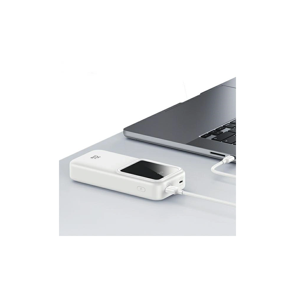 Powerbank USAMS z wbudowanymi kablami USB-C + Lightning 30000mAh 20W PD+QC 3.0 Fast Charge X-chel Series fioletowy - Powerbanki - Usams