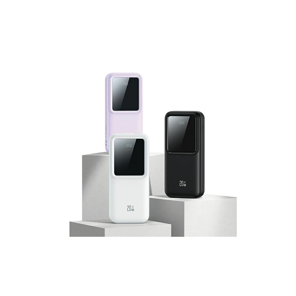 Powerbank USAMS z wbudowanymi kablami USB-C + Lightning 30000mAh 20W PD+QC 3.0 Fast Charge X-chel Series fioletowy - Powerbanki - Usams