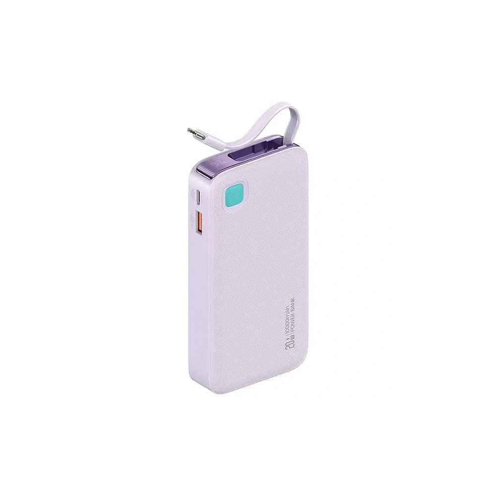 Powerbank USAMS + zwijany kabel USB-C 10000 mAh PD 20W Fast Charge XY Series fioletowy - Powerbanki - Usams